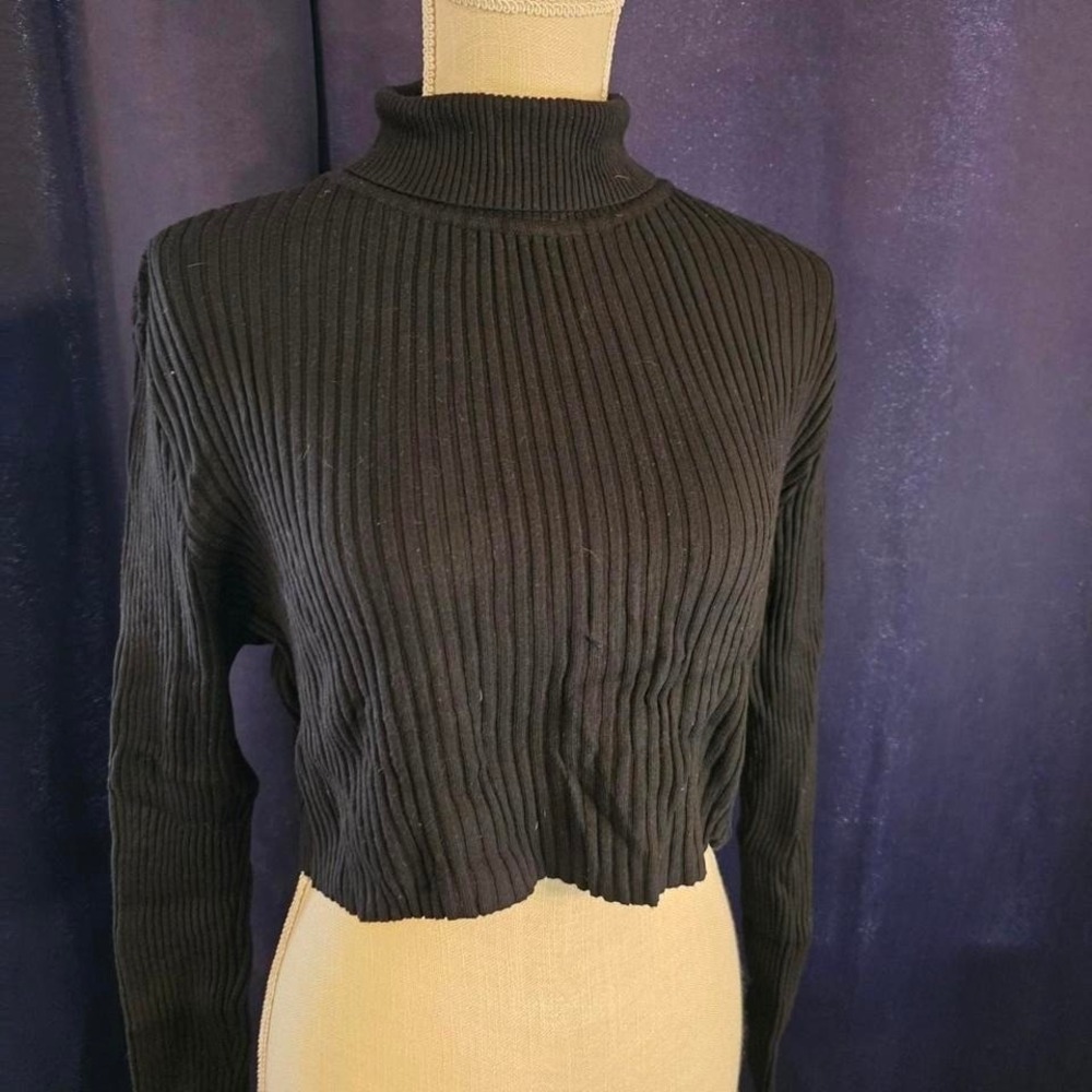 Fashion Nova black ribbed turtleneck sweater‎ Size XL #knitwear #winterwear
